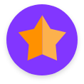 A gold star on a purple background